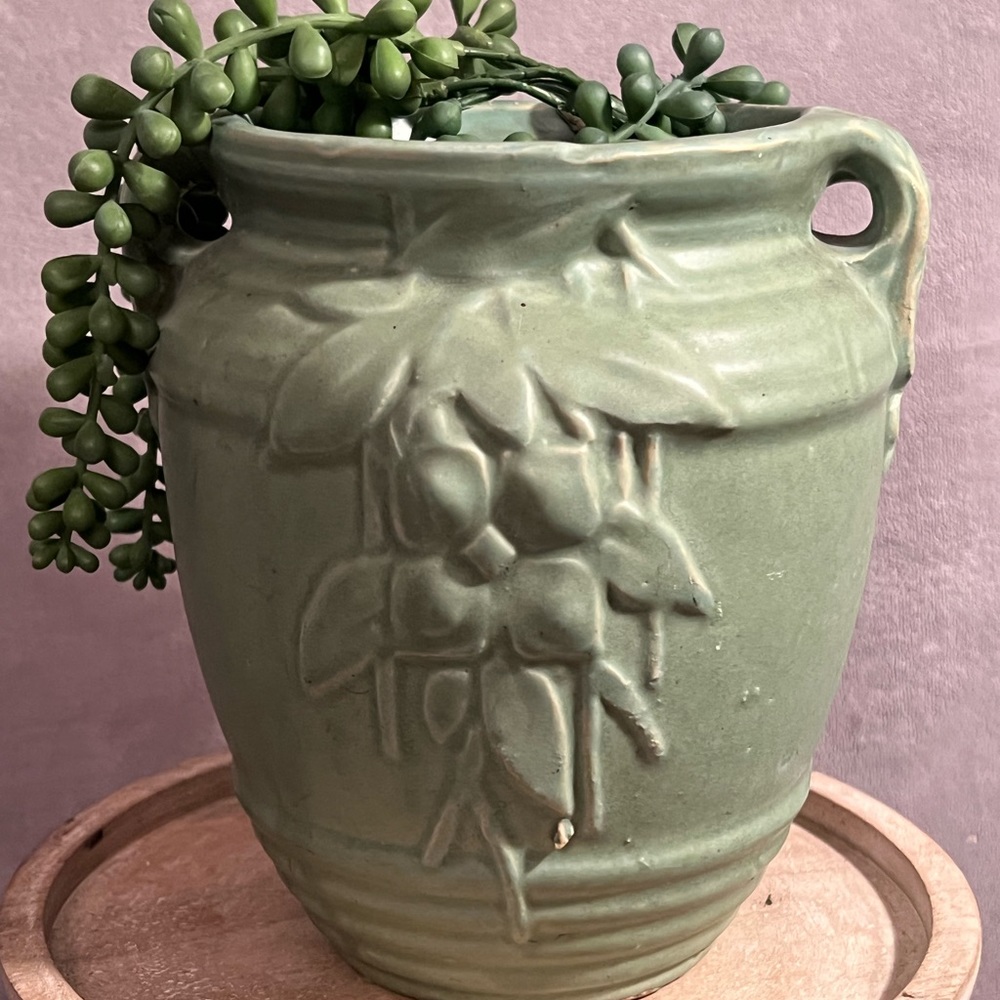 Vintage Nelson McCoy vase; stoneware handled vase